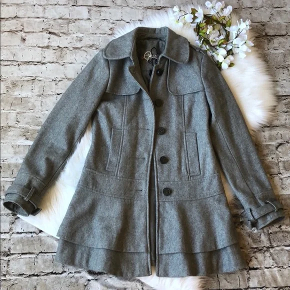 Guess peplum pea coat gray used like new size S - Picture 2 of 8